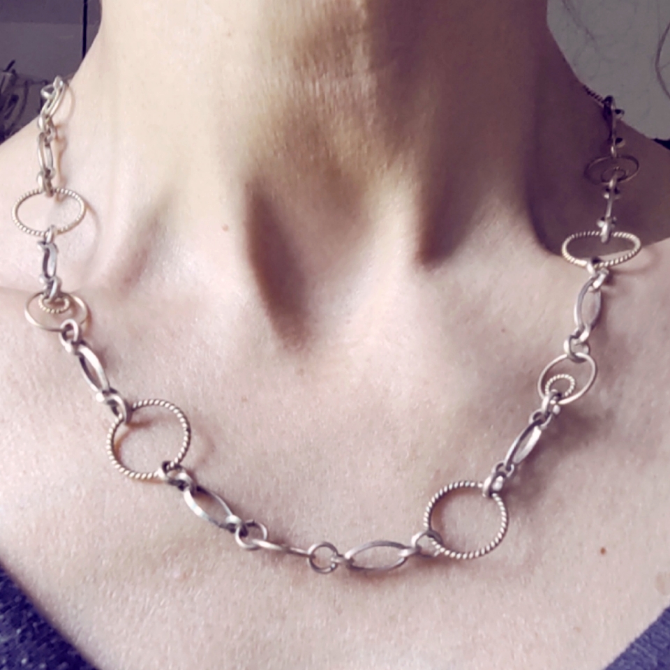 Vintage Sterling Gold Italian Link Necklace